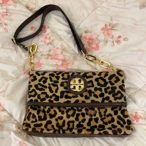 Tory Burch leopard flap shoulder bag
